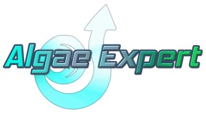 Algae Expert logo with words Algae Expert on arrow graphic.